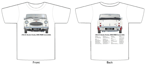 Austin Healey 3000 MkIII Convertible 1963-67 T-shirt Front & Back